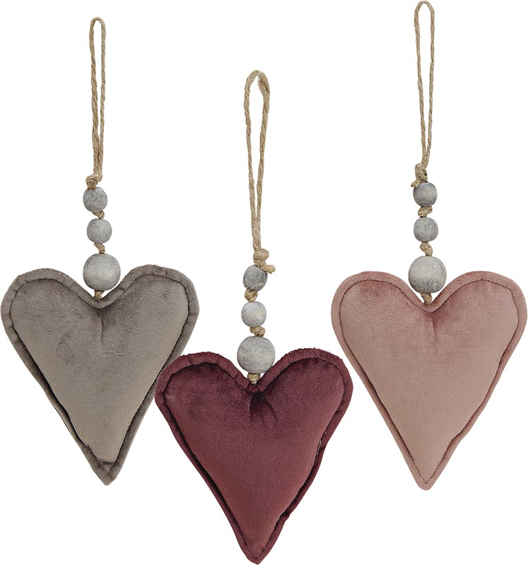 Samt-Anhänger „Coeur“, 3-tlg.
