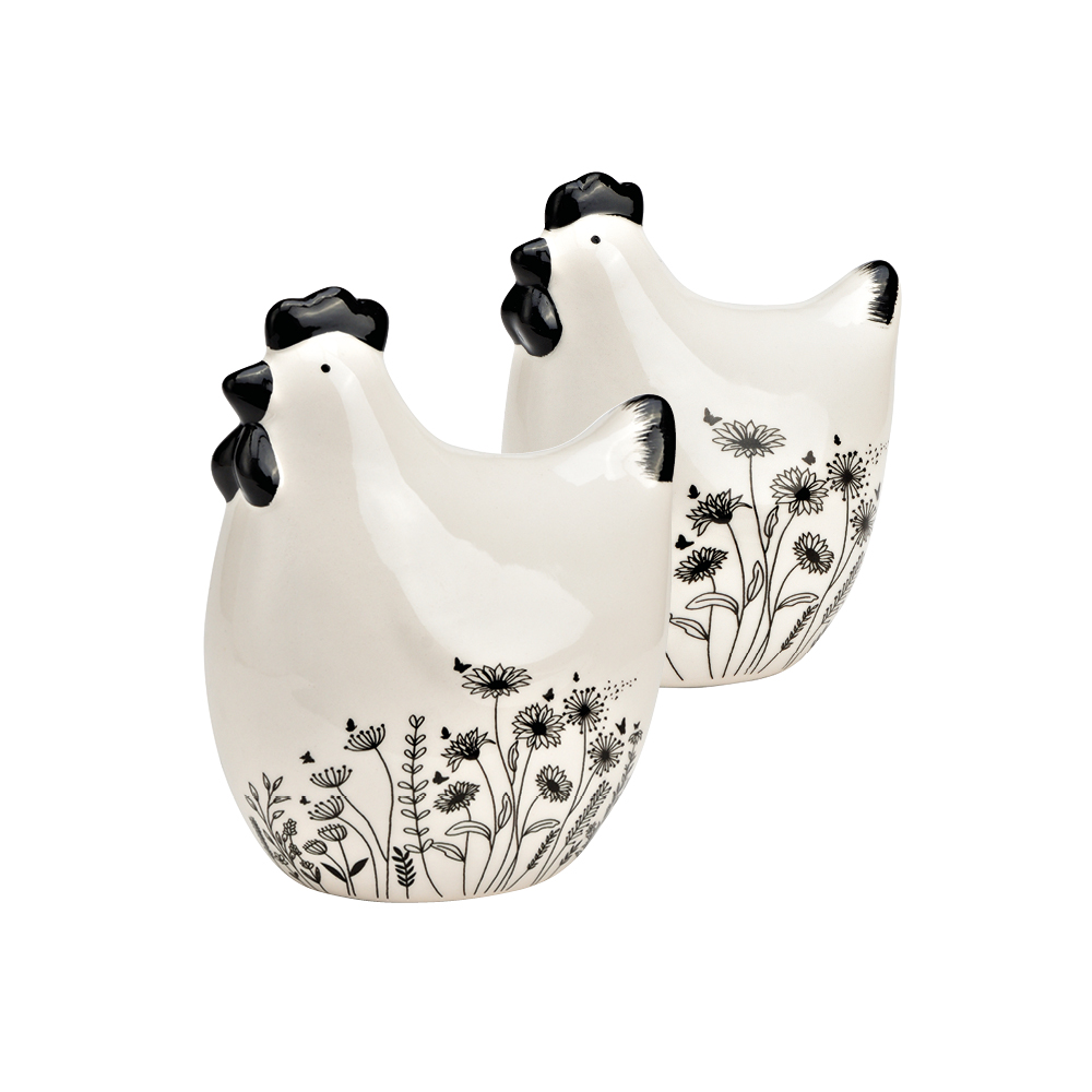 KERAMIK-HUHN „BLUMENDEKOR“